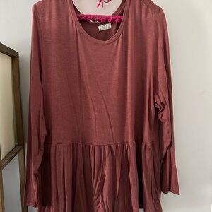 Maurices Pink Peplum Long Sleeve Blouse